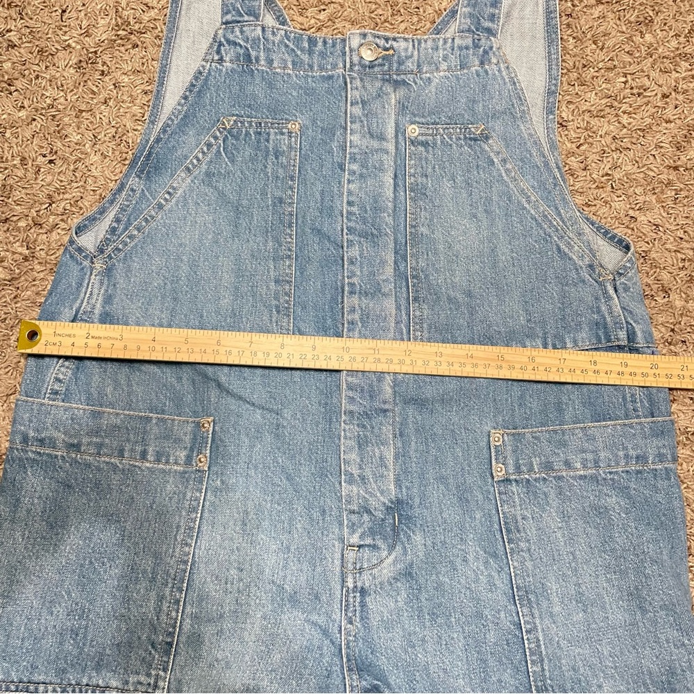 Free People We The Free Set It Off Long Shortalls Medium Wash Denim Sz Small - Picture 10 of 13